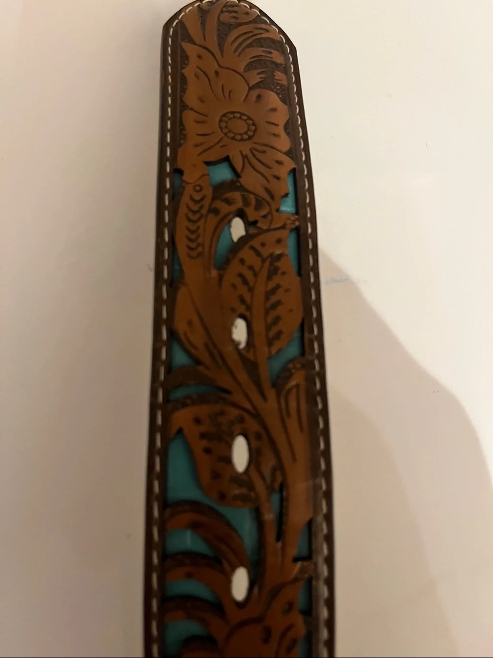 New Women’s Western Style Tooled Brown Belt Size L